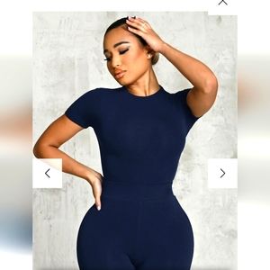 MATTE Basix Sculpt Short Sleeve Full Length Catsuit.  Navy.  Size XL.  New.